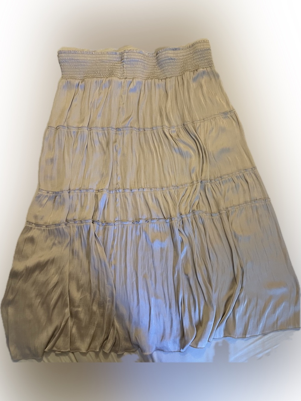 Roz & Ali Cream Tiered Smocked Waist Maxi Skirt